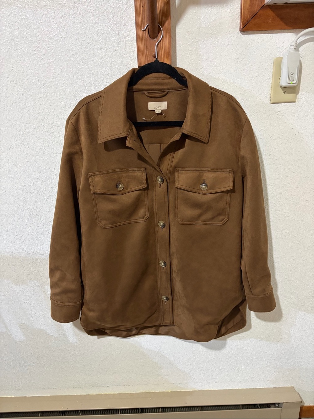 LOFT Brown Suede Utility Jacket